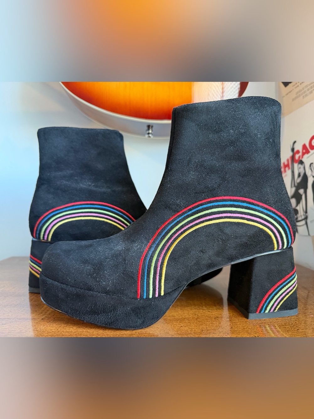 1970s Retro Inspired Black Suede Ankle Boots The Hippie Shake - Picture 2 of 6